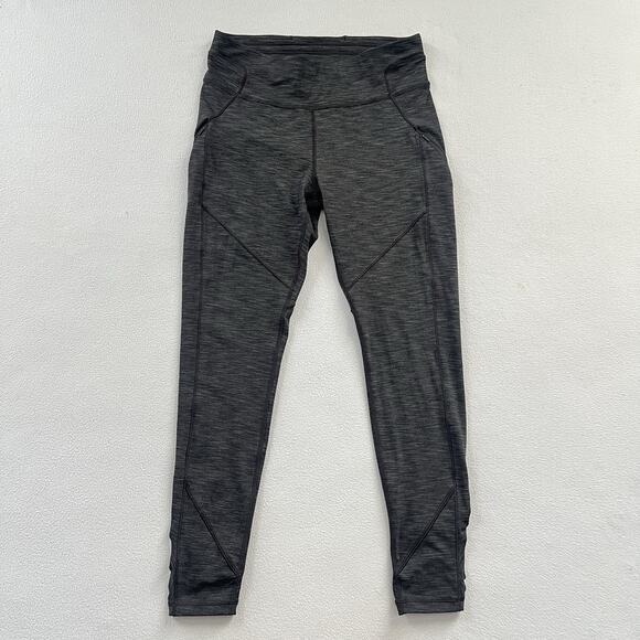 Lululemon Women Heathered Black Gray Rain-On Train-On Tight Luxtreme 27” Pant 10